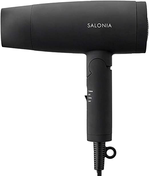 SALONIA Saronia | Speedy Ion Dryer [Black] Large Air Volume, Quick Drying, Lightweight, Negative Ions, Foldable Hair Dryer