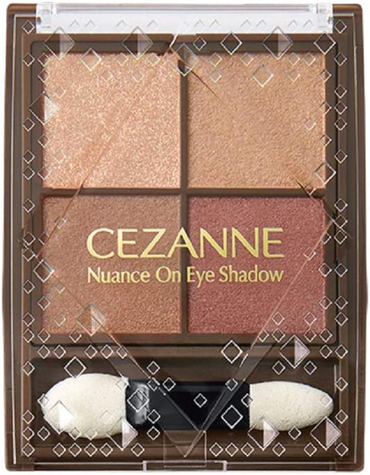 Cezanne Nuance On Eyeshadow 03 Bronze Red 4 Color Eyeshadow with Double Tip Pearl Formula 4g (x 1)