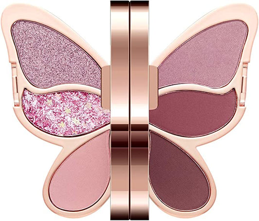 GECOMO Butterfly Eyeshadow Palette Makeup, Matte Shimmer Metallic Eye Makeup Palette, Highly Pigmented, Natural-Looking, Blendable Long-Lasting Waterproof Eyeshadow Palette Worm Gift - [03 Purple Color Tones]