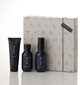 BLUE (blue) face-wash &amp; lotion &amp; milky lotion skin care gift set (skin care box men present gift skin care organic skin care set man dry skin sensitive skin facial cleanser pores firmness tightening moisturizing rough skin) BLUE GIFT BOX