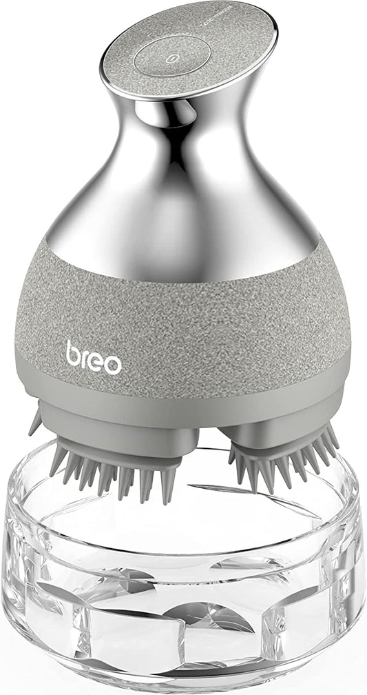 [breo] Electric Head Brush, Head Spa, IPX7, Waterproof, Scalp Care, Can be Used on the Whole Body, with Stand, USB Charging, Birthday Gift, New Life, White Day - scalp 2 - (Glossy Silver)