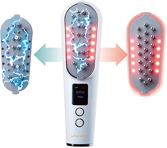 Electric Brush with Oil Tank Scalp Head Muscle Brush Scalp Care Brush Denki Brush EMS Scalp Care Face Care Facial Device Lift Up ems RF LED Light Esthetic Beauty Device Electric Needle Brush Gift Wife Skin Care Lift Microcurrent (White)